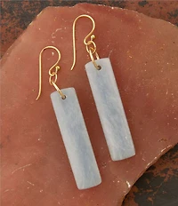 Barse Friendly Denim Genuine Stone Rectangle Linear Earrings