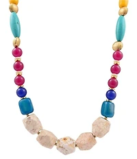 Barse Gem Garden Magnesite, Jade, & Agate Beaded Long Strand Necklace