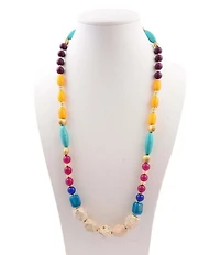 Barse Gem Garden Magnesite, Jade, & Agate Beaded Long Strand Necklace