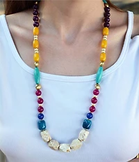 Barse Gem Garden Magnesite, Jade, & Agate Beaded Long Strand Necklace