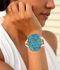 Barse Genuine Jasper Stone Statement Cuff Bracelet