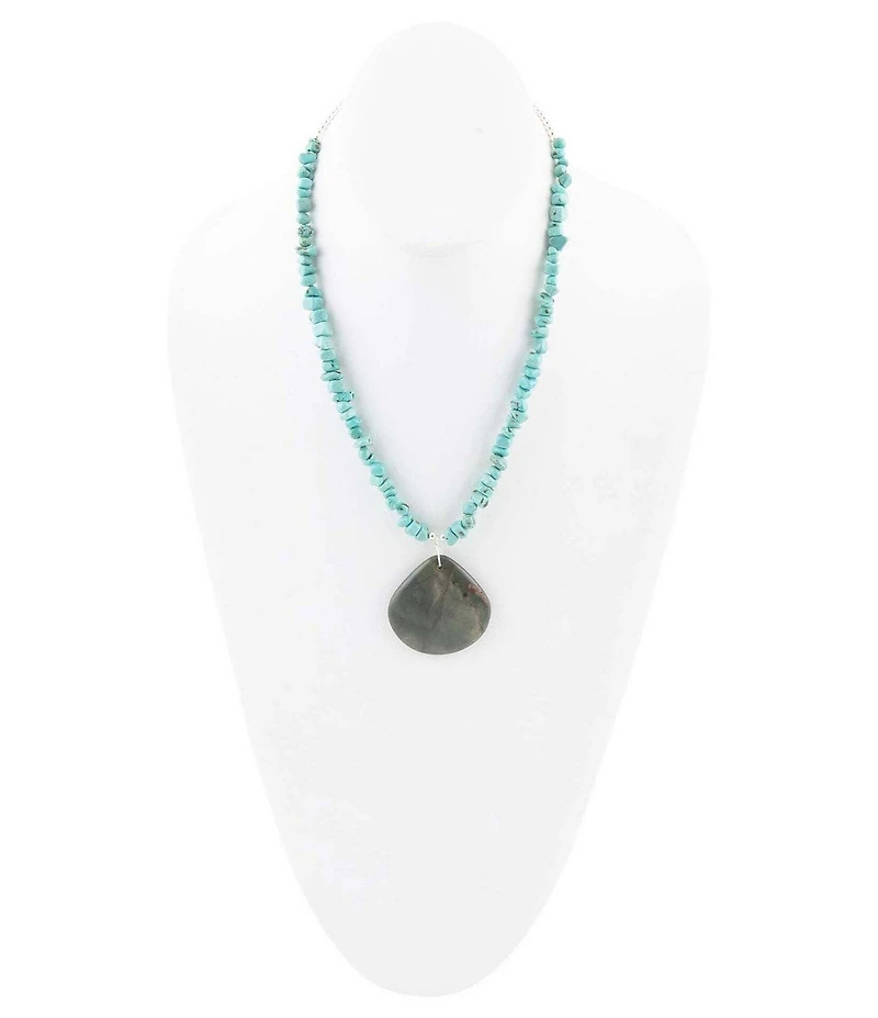 Barse Pueblo Blue Turquoise Magnesite and Jasper Sterling Silver Necklace