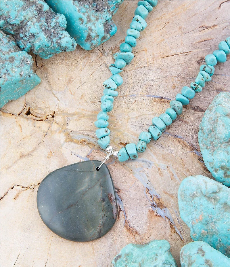 Barse Pueblo Blue Turquoise Magnesite and Jasper Sterling Silver Necklace