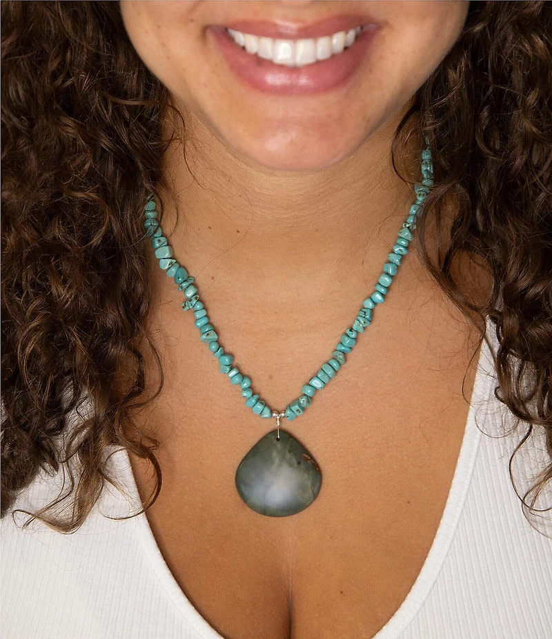 Barse Pueblo Blue Turquoise Magnesite and Jasper Sterling Silver Necklace