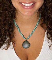 Barse Pueblo Blue Turquoise Magnesite and Jasper Sterling Silver Necklace