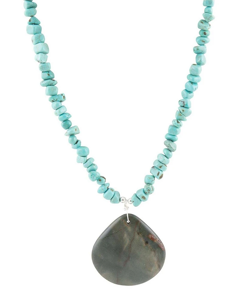 Barse Pueblo Blue Turquoise Magnesite and Jasper Sterling Silver Necklace