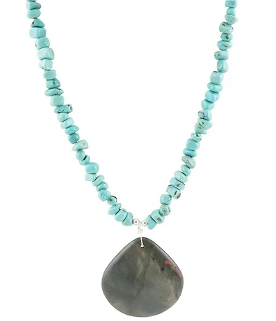 Barse Pueblo Blue Turquoise Magnesite and Jasper Sterling Silver Necklace