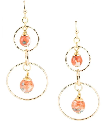 Barse Canyon Red Magnesite Double Drop Golden Earrings