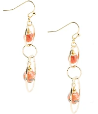 Barse Canyon Red Magnesite Double Drop Golden Earrings