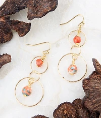 Barse Canyon Red Magnesite Double Drop Golden Earrings