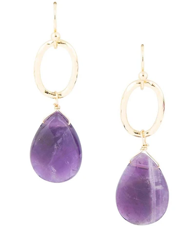 Barse Pretty Drops of Amazonite Golden Drop Earrings