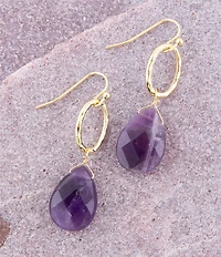 Barse Pretty Drops of Amazonite Golden Drop Earrings