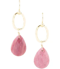Barse Pretty Drops of Amazonite Golden Drop Earrings
