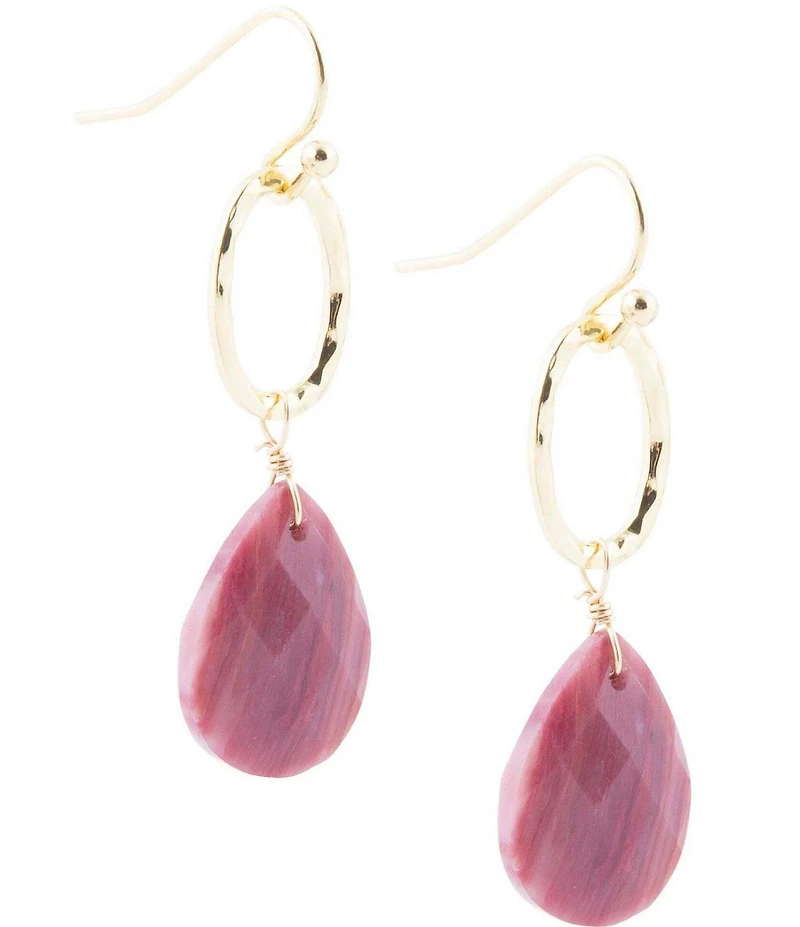 Barse Pretty Drops of Amazonite Golden Drop Earrings