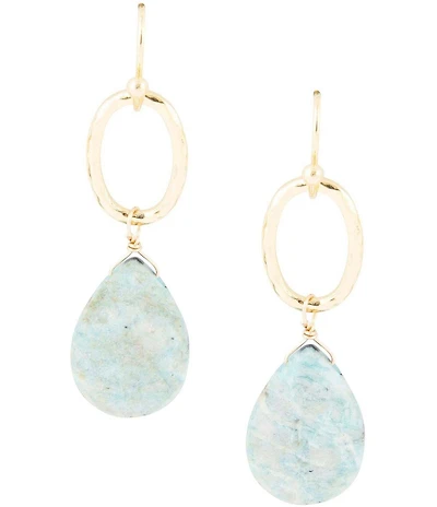 Barse Pretty Drops of Amazonite Golden Drop Earrings