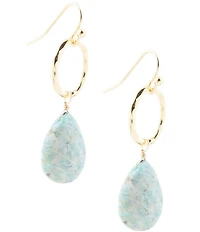 Barse Pretty Drops of Amazonite Golden Drop Earrings