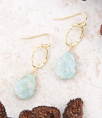 Barse Pretty Drops of Amazonite Golden Drop Earrings