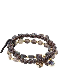 Barse Sepia Sea Black Smoky Quartz and Blue Abalone Bracelet Set