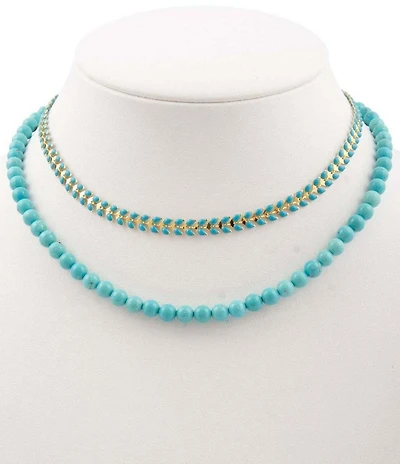 Barse Genuine Stone 2 Row Layered Short Multi-Strand Necklace