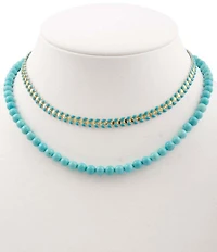 Barse Genuine Stone 2 Row Layered Short Multi-Strand Necklace