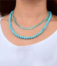 Barse Genuine Stone 2 Row Layered Short Multi-Strand Necklace