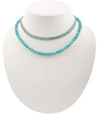 Barse Turquoise Layered Short Multi-Strand Necklace