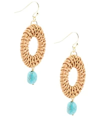 Barse Blue Magnesite Rattan Golden Drop Earrings