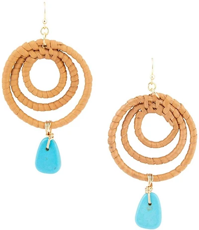 Barse Tulum Blue Magnesite Rattan Golden Drop Earrings
