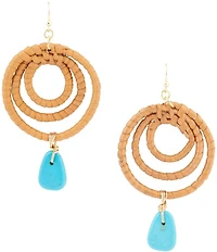 Barse Tulum Blue Magnesite Rattan Golden Drop Earrings