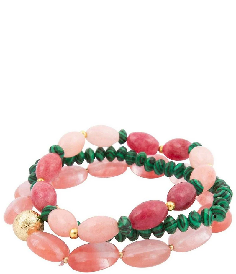 Barse Genuine Stone April Showers Stretch Bracelet Set