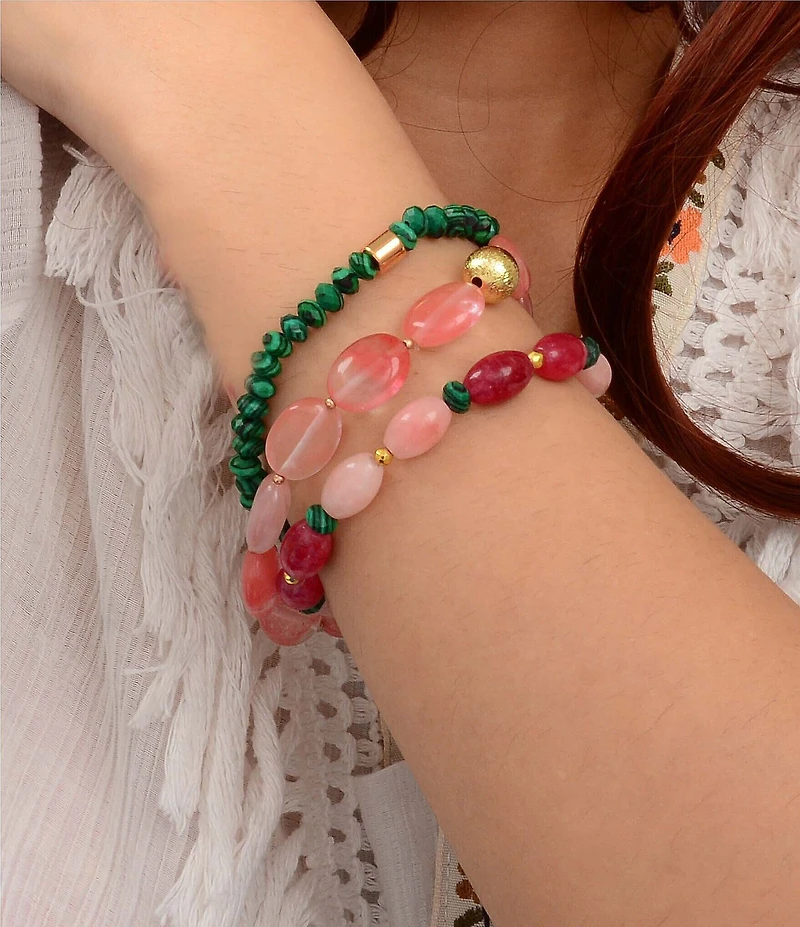 Barse Genuine Stone April Showers Stretch Bracelet Set