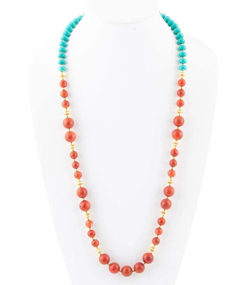 Barse Genuine Stone Beaded Long Strand Necklace