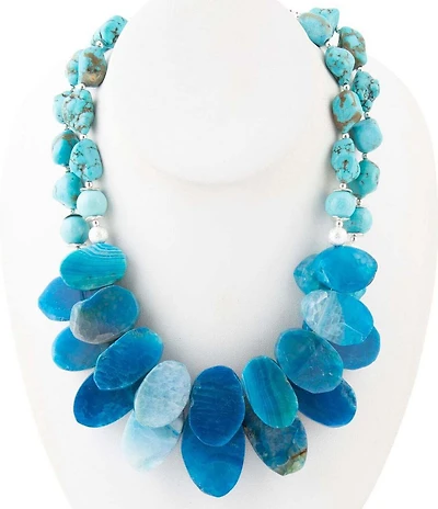 Barse New Haven Blue Agate Sterling Silver Strand Necklace