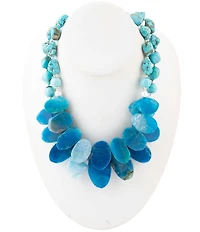 Barse New Haven Blue Agate Sterling Silver Multi-Strand Statement Necklace