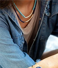 Barse Little Bit Turquoise Golden Bar Necklace
