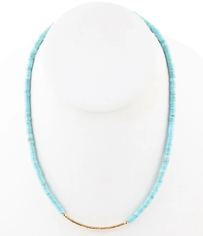 Barse Little Bit Turquoise Golden Bar Necklace