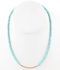 Barse Little Bit Turquoise Golden Bar Necklace