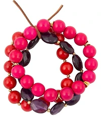 Barse Genuine Stone Berry Glow Stretch Bracelet Set