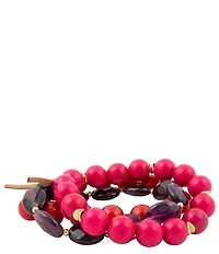 Barse Genuine Stone Berry Glow Stretch Bracelet Set