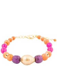 Barse Genuine Stone Bordeaux Adjustable Bracelet
