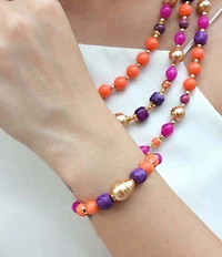 Barse Genuine Stone Bordeaux Adjustable Bracelet