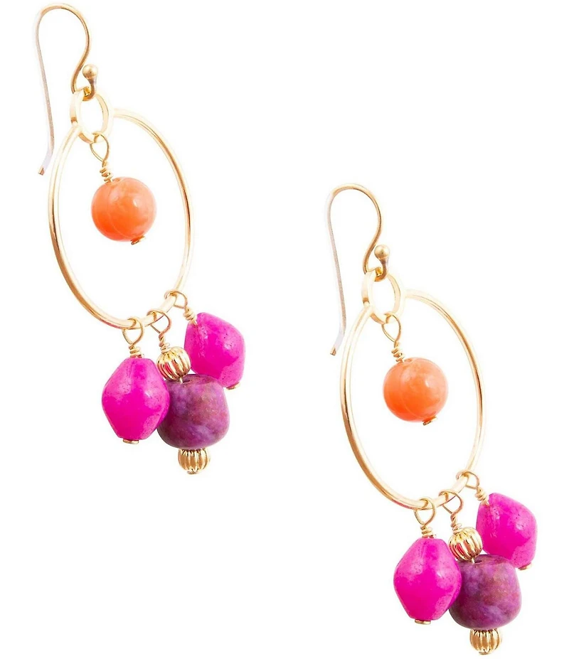 Barse Genuine Stone Bordeaux Chandelier Earrings