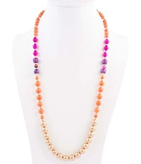 Barse Genuine Stone Bordeaux Color Block Long Strand Necklace