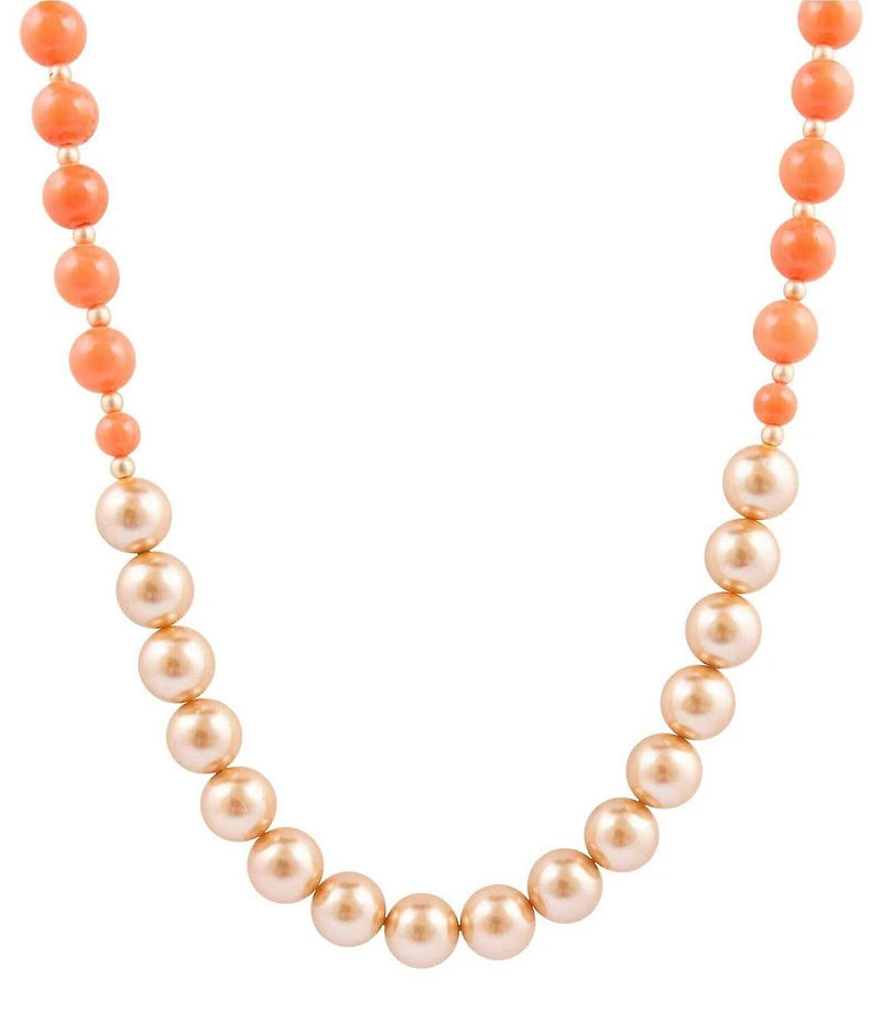 Barse Genuine Stone Bordeaux Color Block Long Strand Necklace