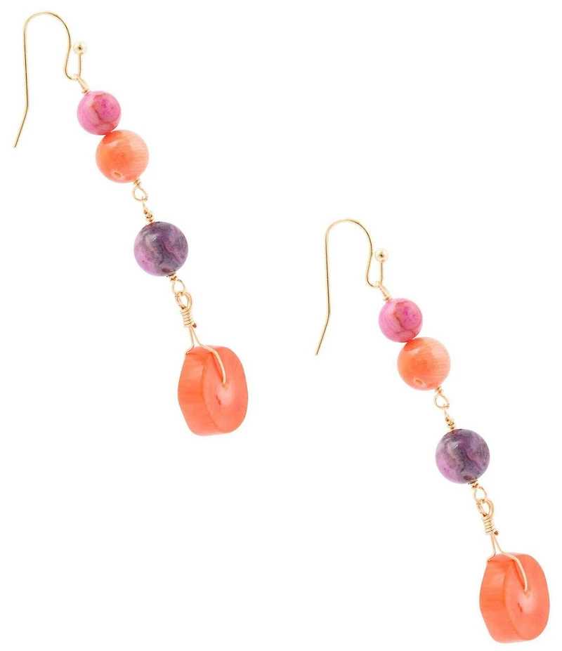 Barse Genuine Stone Bordeaux Linear Earrings