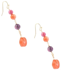 Barse Genuine Stone Bordeaux Linear Earrings