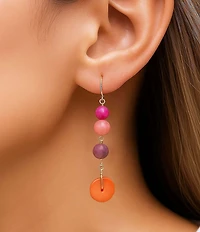 Barse Genuine Stone Bordeaux Linear Earrings