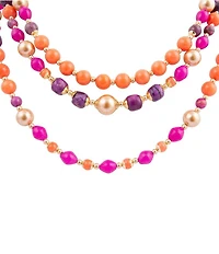 Barse Bordeaux Agate Beaded Golden Multi-Strand Necklace
