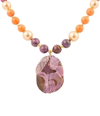 Barse Genuine Stone Bordeaux Short Pendant Necklace