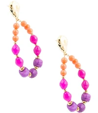 Barse Genuine Stone Bordeaux Statement Teardrop Orbital Drop Earrings